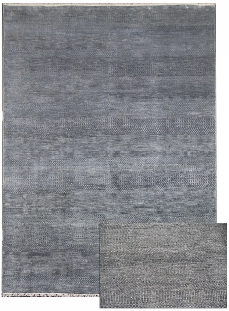 Diamond Carpets India, Ručne viazaný kusový koberec Diamond DC-MCN Light grey / blue, 120x170, modrá, chodba / predsieň