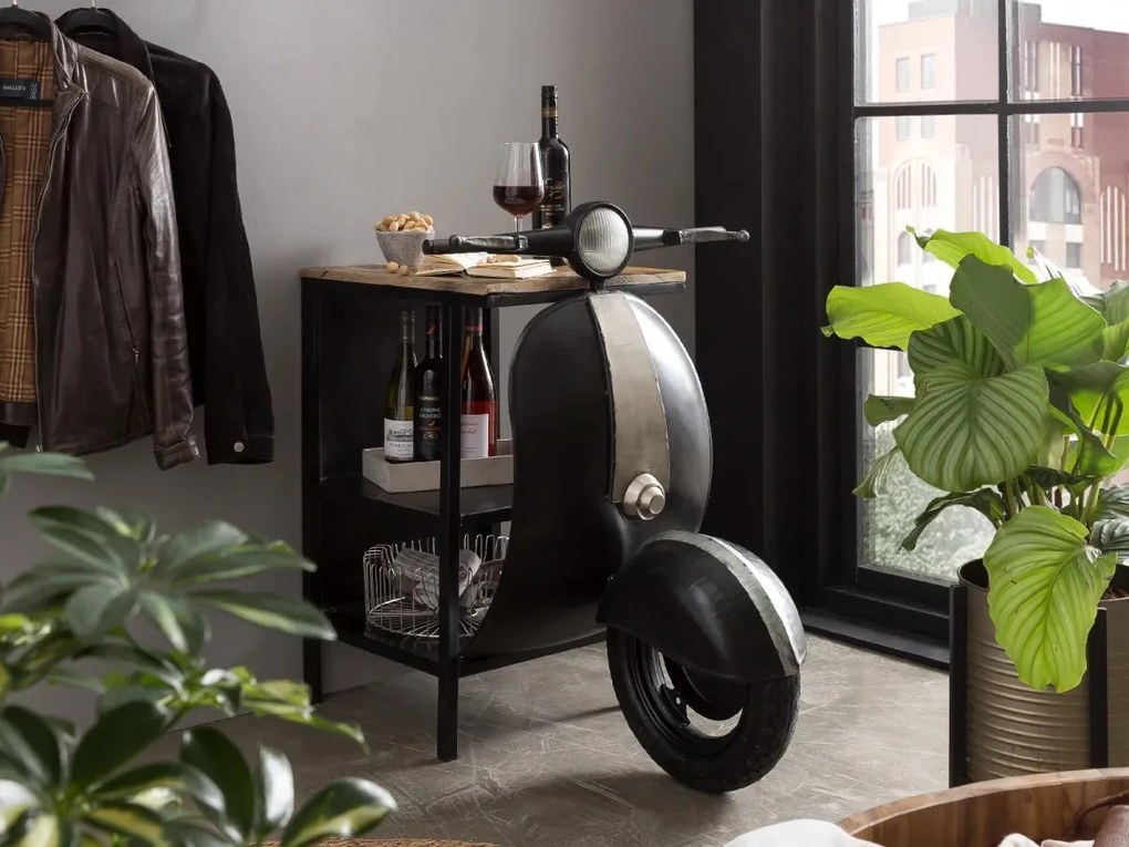 furniture-nabytek.cz - Masivní toaletní stolek Scooter z mangového dřeva a kovu, lakovaný, černý