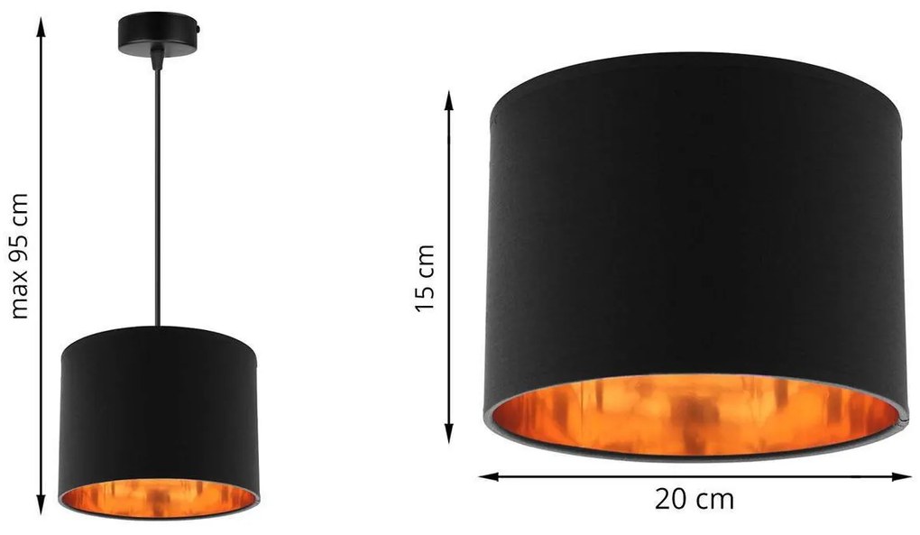 Závesné svietidlo Shade, 1x textilné tienidlo (výber zo 4 farieb), (výber z 3 farieb konštrukcie), (fi 20cm), g