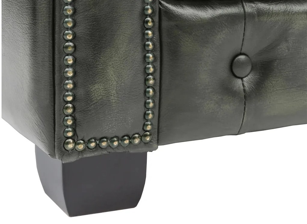 furniture-nabytek.cz - Masivní křeslo Chesterfield z pravé kůže, zelené – 100×90×72 cm