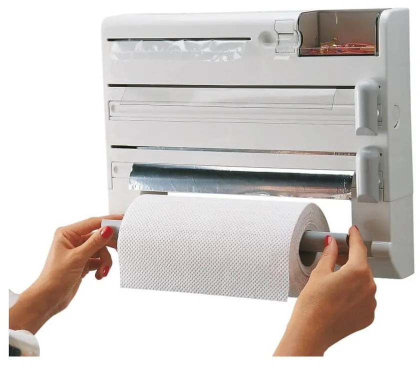 Biely nástenný plastový držiak na fólie a papierové utierky Parat – LEIFHEIT