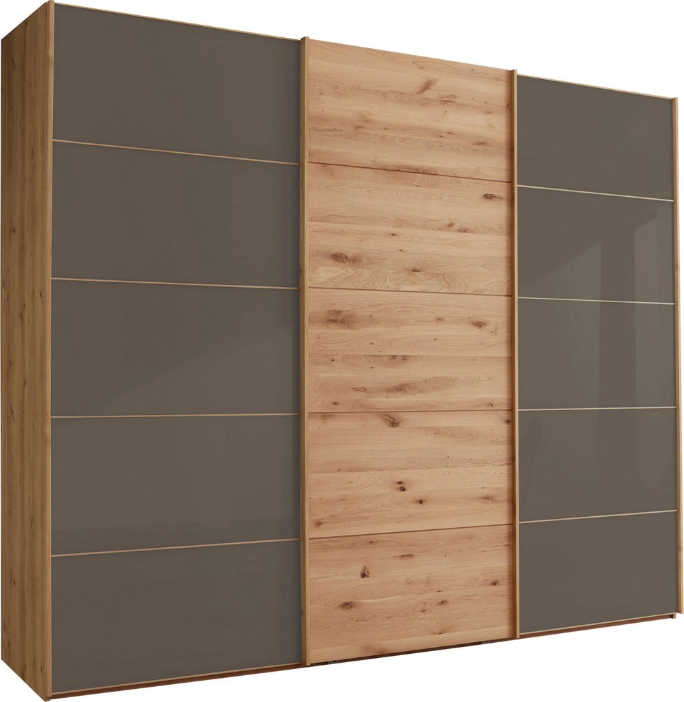 XXXLutz ŠAT. SKRIŇA S POSUV. DVERAMI, dub, tmavohnedá, dub bianco, 295,2/217/67 cm Linea Natura - Skrine - 000442029504