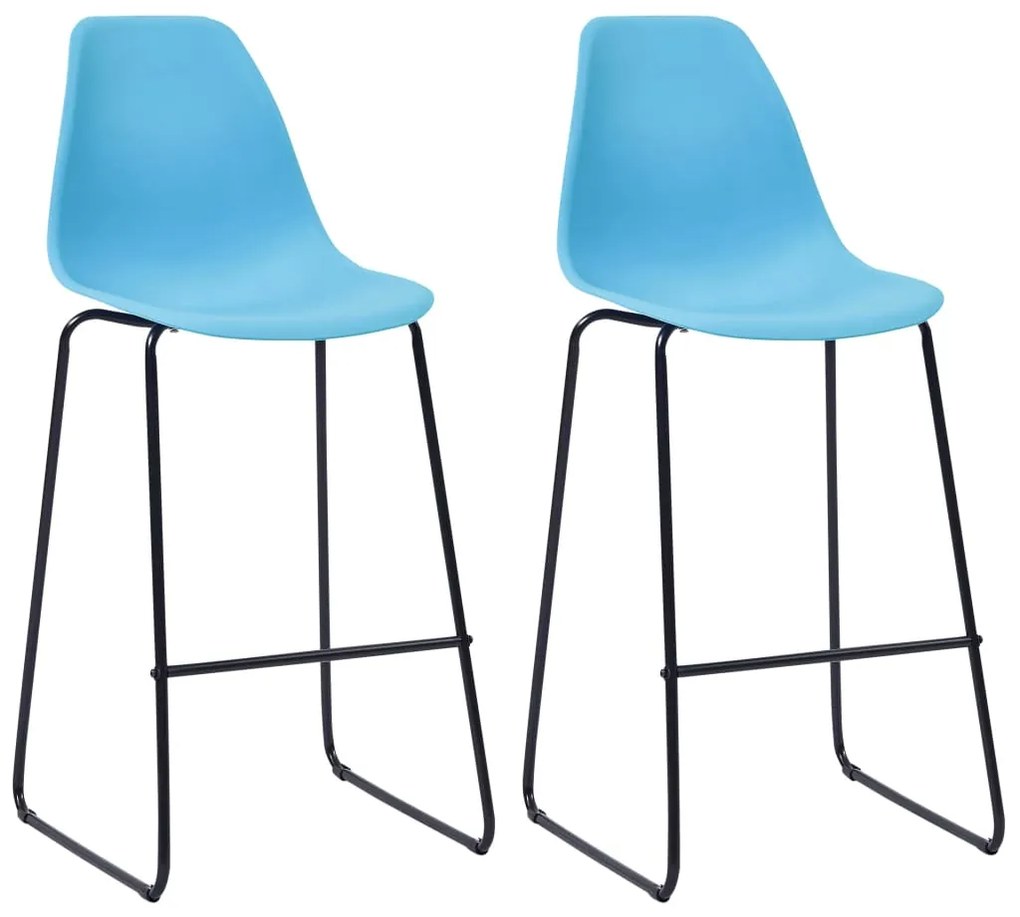 vidaXL Barové stoličky 2 ks, modré, plast