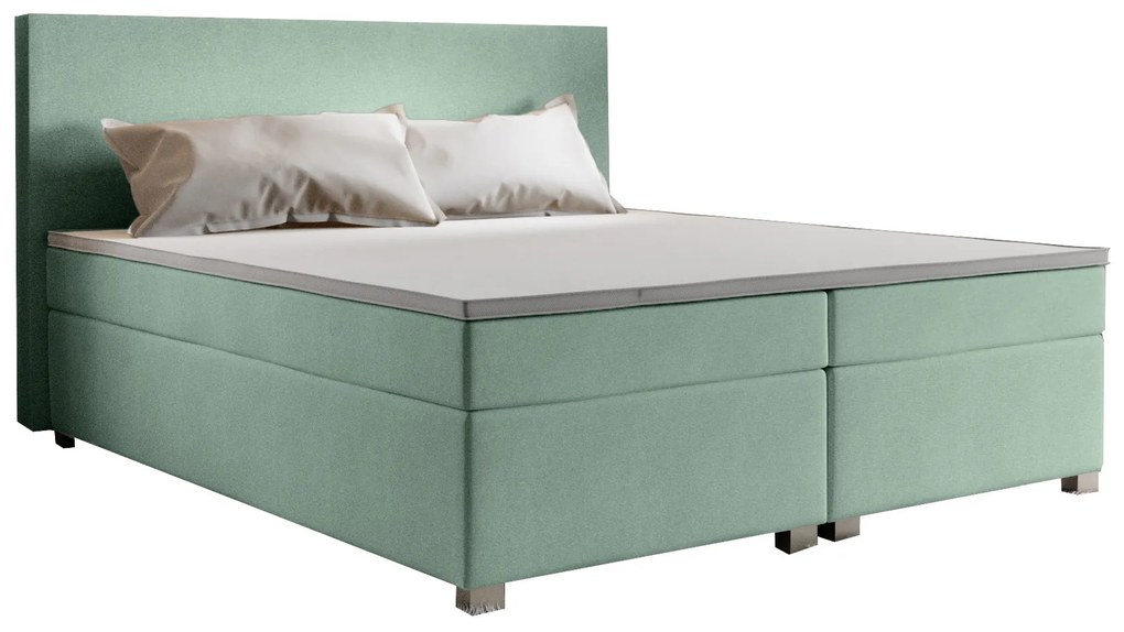 Manželská posteľ Boxspring 140 cm Simon (mätová) (s matracom, bez úložného priestoru). Akcia -20%. Vlastná spoľahlivá doprava až k Vám domov. 1047326