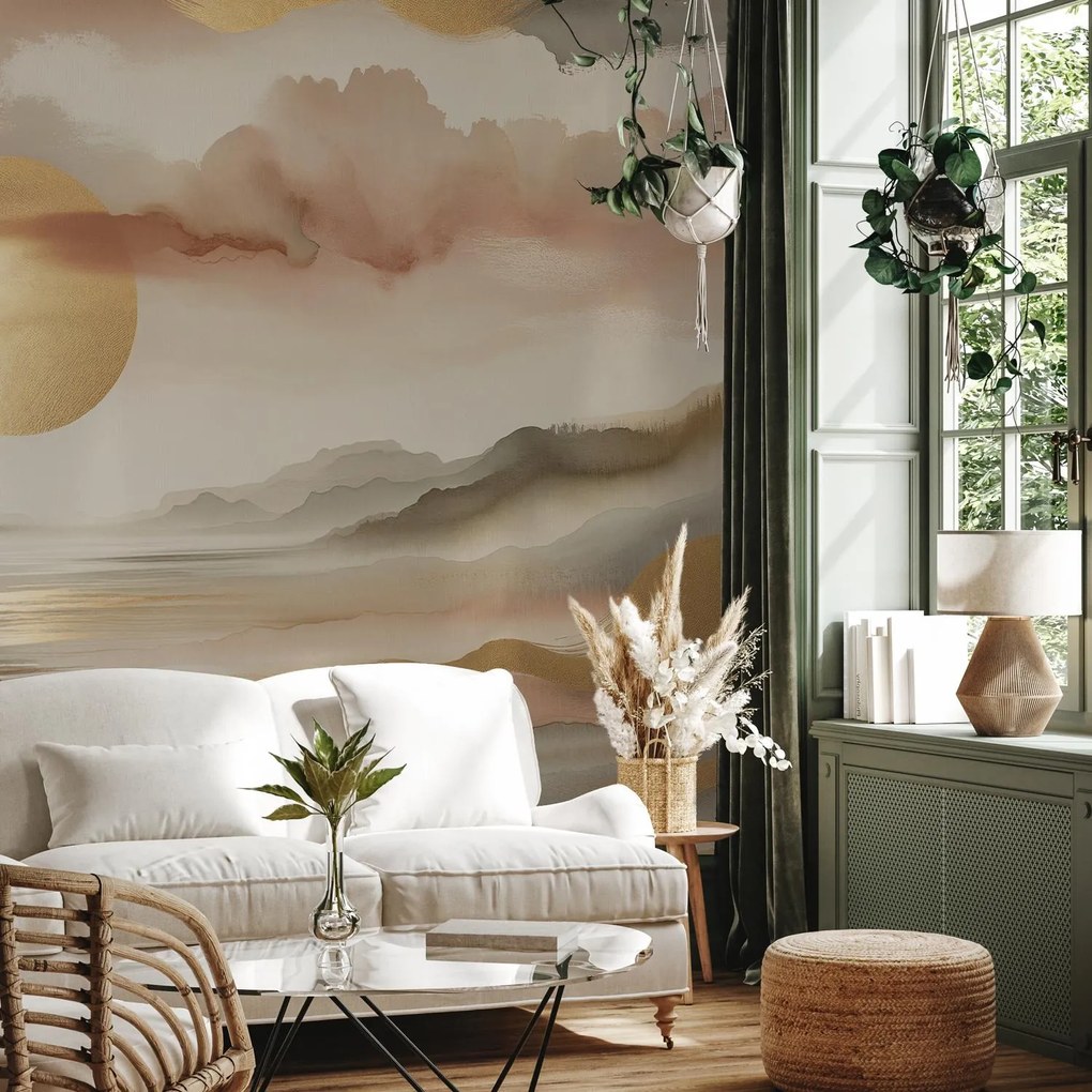 Fototapeta - Slnko v zlatavej abstrakcii (147x102 cm)