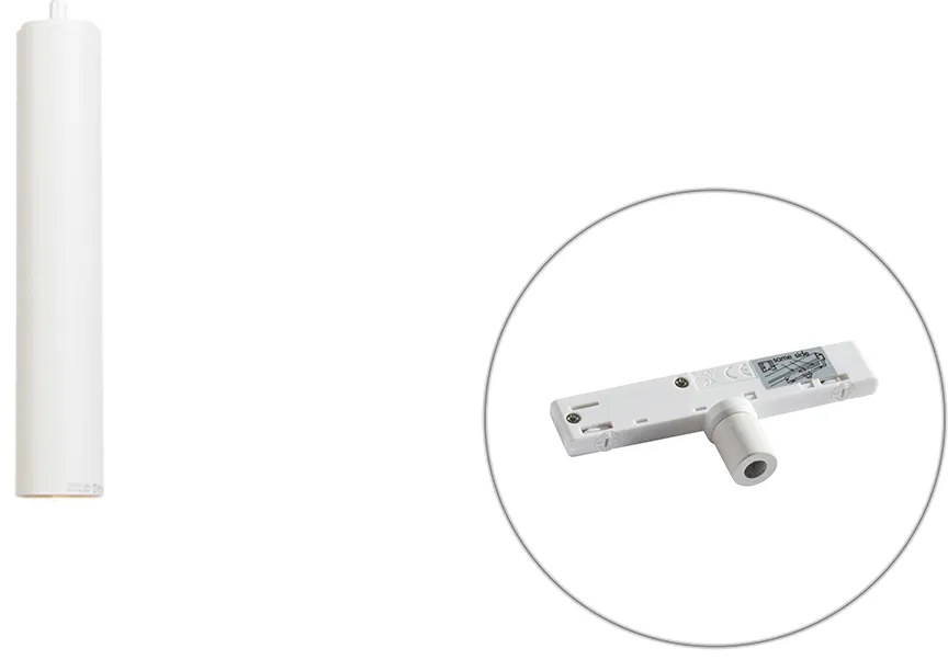 Dizajnová závesná lampa biela vrátane 1-fázového koľajnicového adaptéra - Slimline Tuba Small
