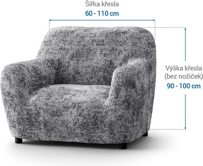 Bielastické poťahy MARMO šedé kreslo (š. 60 - 110 cm)