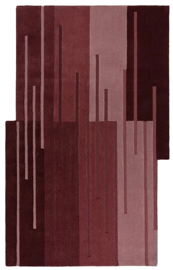 Vínový ručne tkaný vlnený koberec 150x240 cm Split Ombre Shaped – Flair Rugs