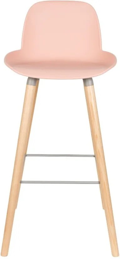 Sada 2 ružových barových stoličiek Zuiver Albert Kuip Old Pink, výška sedu 75 cm