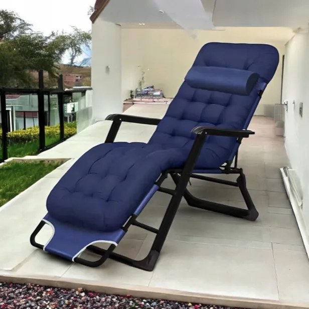 Záhradné lehátko s čiernym rámom a vankúšom sivá