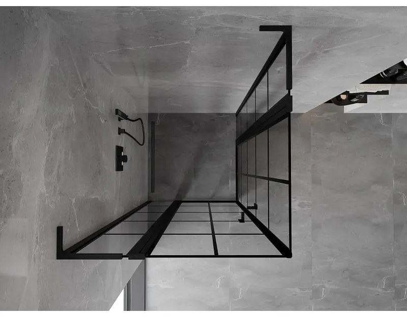 Mexen, Mexen Mist L Duo výklopný sprchový kút 120 x 120 cm, čierna mriežka - 8A4L-120L-120P-70-77