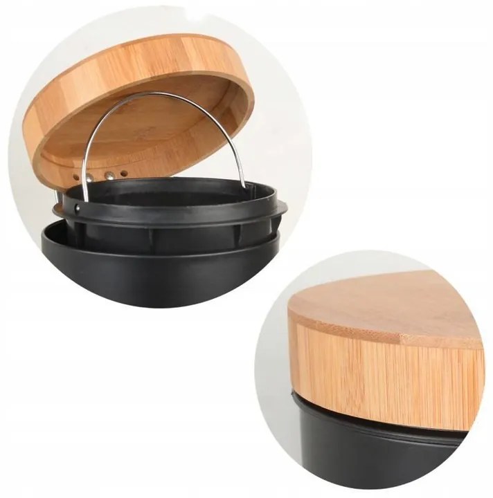 Odpadkový kôš do kúpeľne s bambusovým krytom 3l - čierny