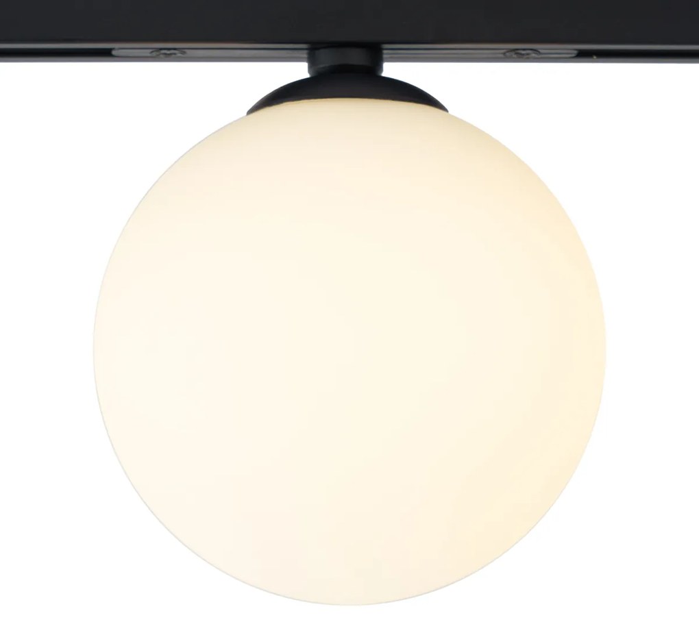 Moderné stropné svietidlo čierne s bielym sklom pre 1-fázový koľajnicový systém - Slimline Eira