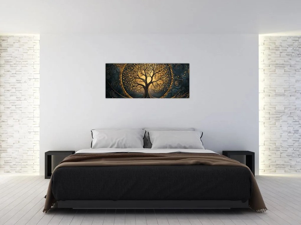Obraz – Strom so zlatou aurou (120x50 cm)