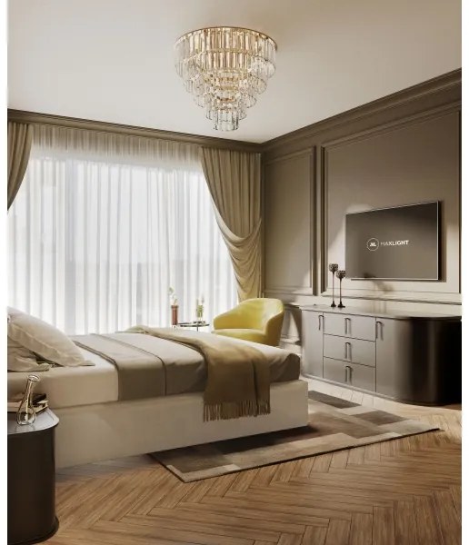 MAXLIGHT C0224 - Stropné svietidlo MONACO 16xG9/40W/230V pr. 80 cm zlatá