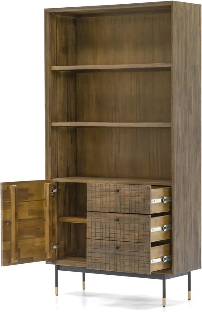 Knižnica Maze 100 cm z masívu hnedá/čierna