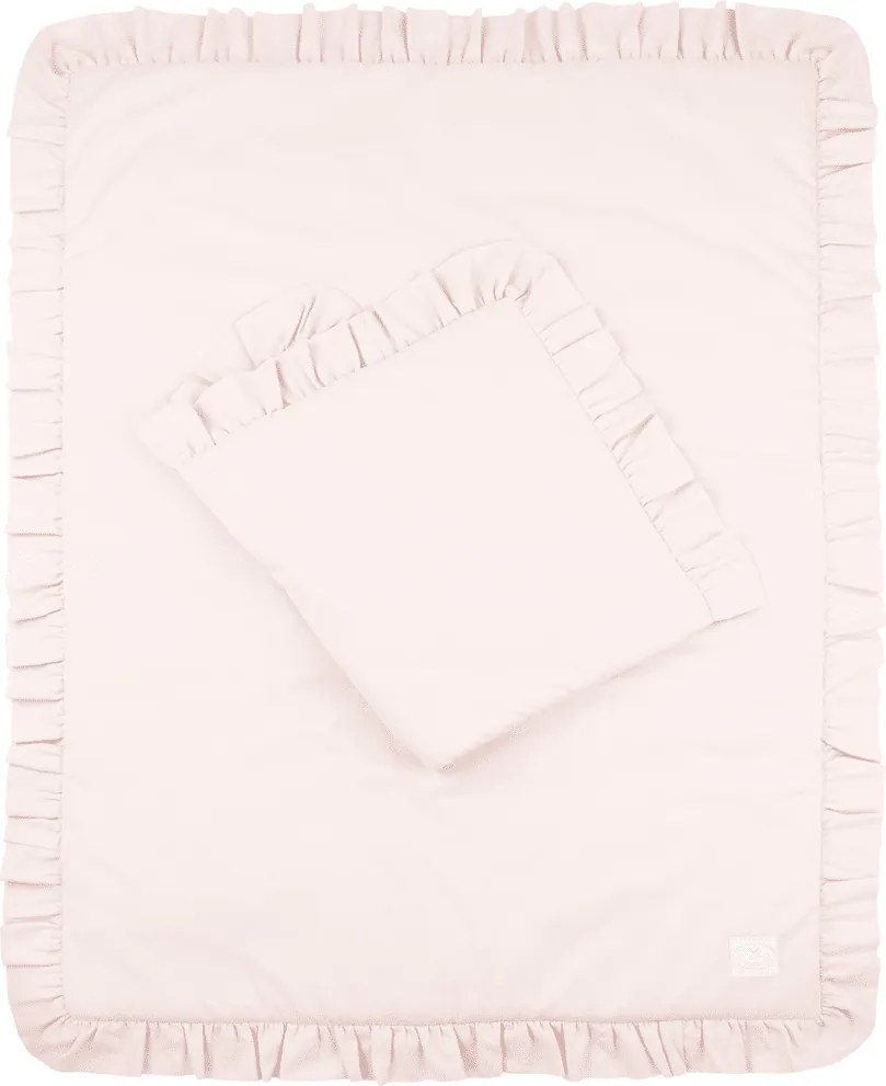 Sada do postieľok s volánom púdrovo ružová 80x100cm