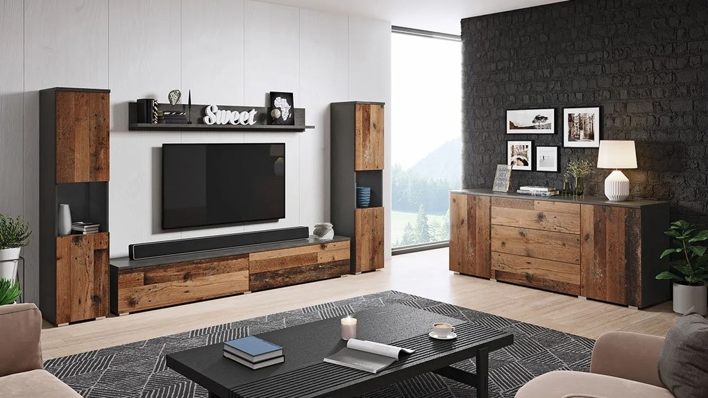 Obývačkový nábytok Bamisio II, Farby: kašmírová béžová, Osvetlenie: bez osvetlenia