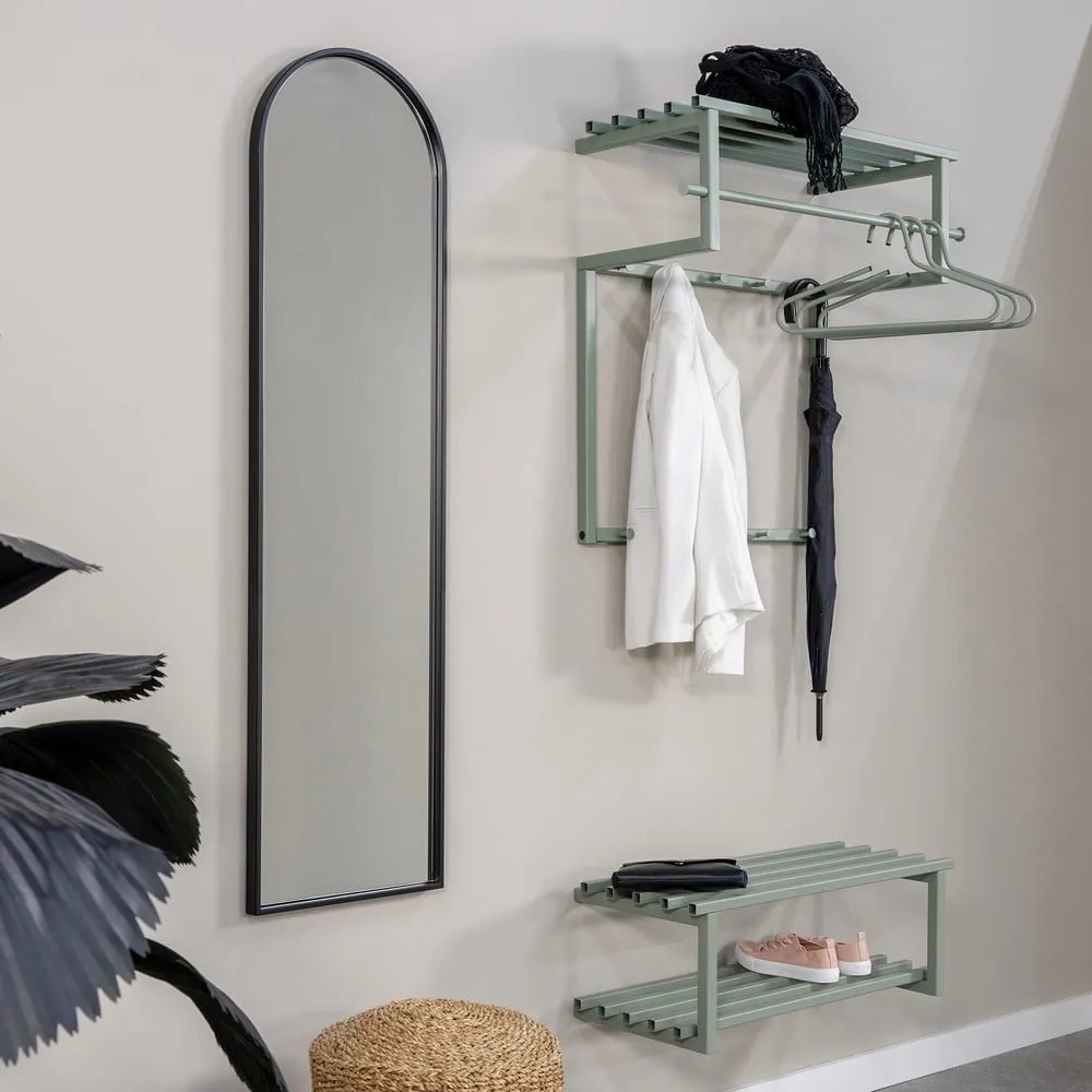 Sivozelený kovový nástenný vešiak s poličkou 76 cm Rizzoli – Spinder Design