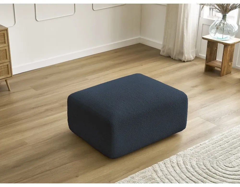 Tmavomodrá podnožka z textílie bouclé Tina – Bobochic Paris