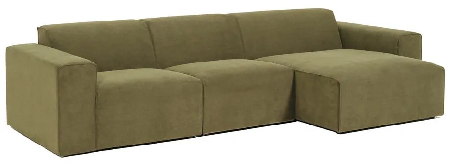 Zelená menčestrová rohová pohovka (pravý roh) Sting - Scandic