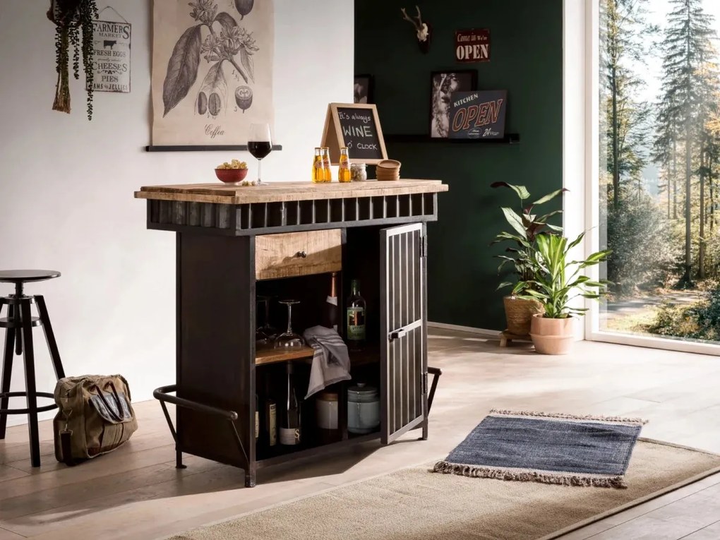 furniture-nabytek.cz - Masívny barový jedálenský stôl Yorkshire z mangového dreva, lakovaný, hnedý – 110×52×97 cm