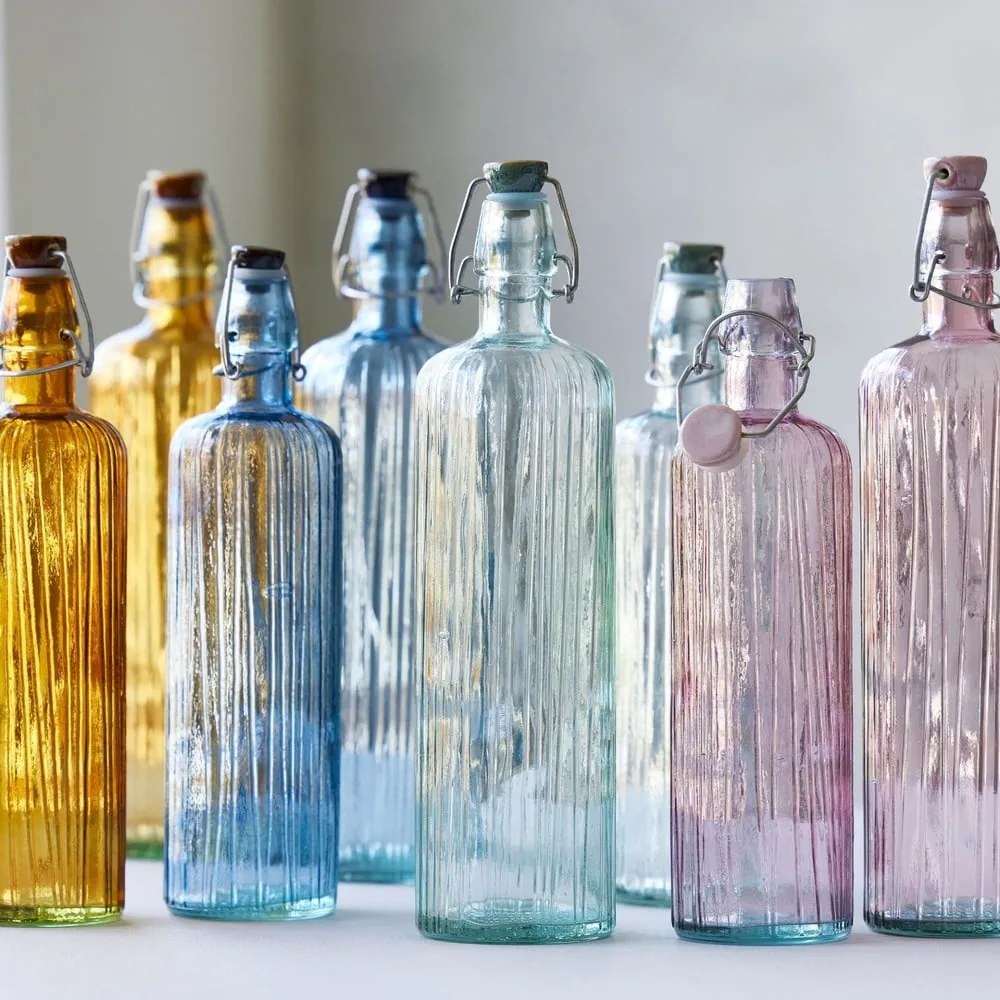 Ružová sklenená fľaša na vodu Bitz Kusintha, 1,2 l