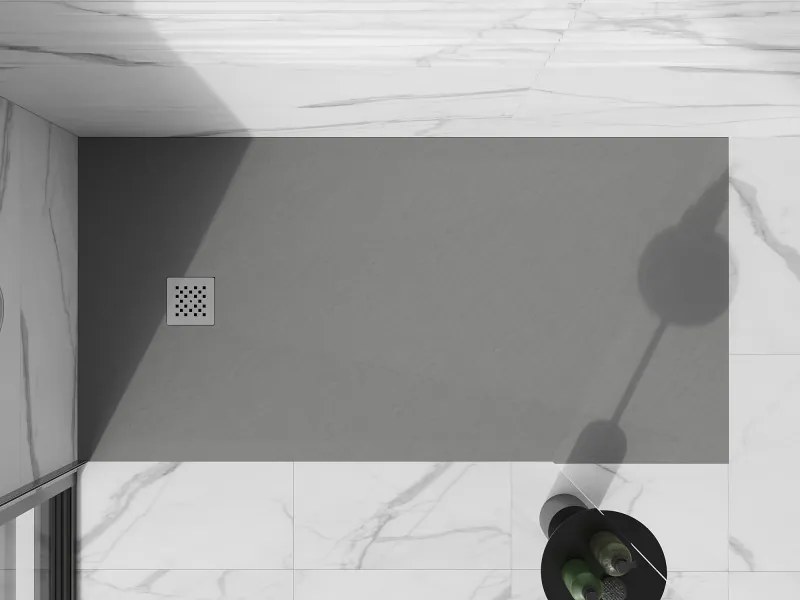 Mexen Stone+, obdĺžniková vanička z minerálneho kompozitu 160 x 90 cm, šedá-betónová, 44109016