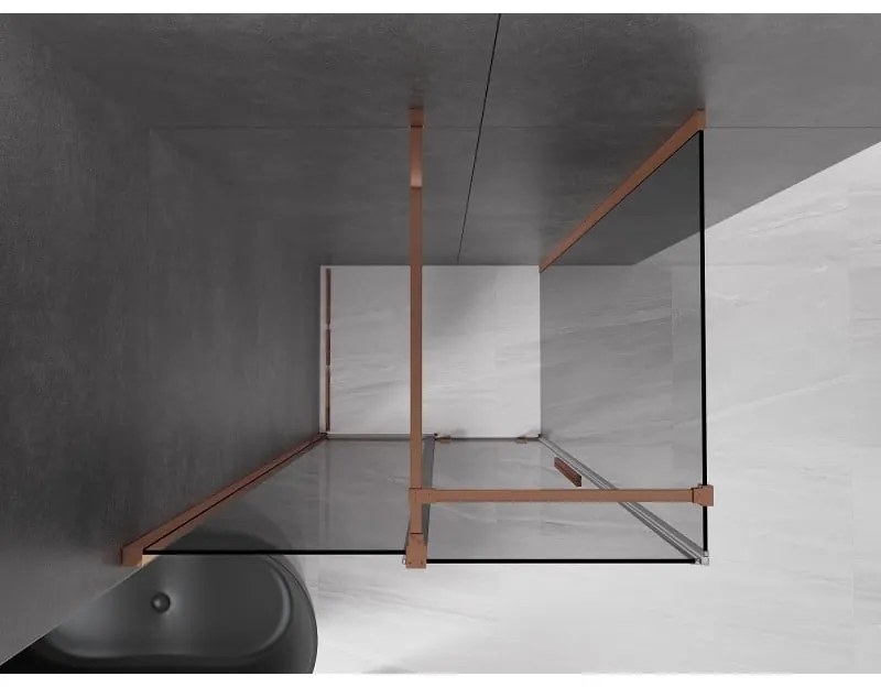 Mexen Velar, sprchový kút s posuvnými dverami 110 x 70 cm, 8mm šedé sklo, ružové zlato, 871-110-070-41-60