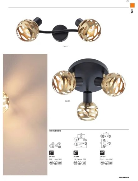 Redo 04-517 - Nástenné bodové svietidlo TORN 2xE14/28W/230V