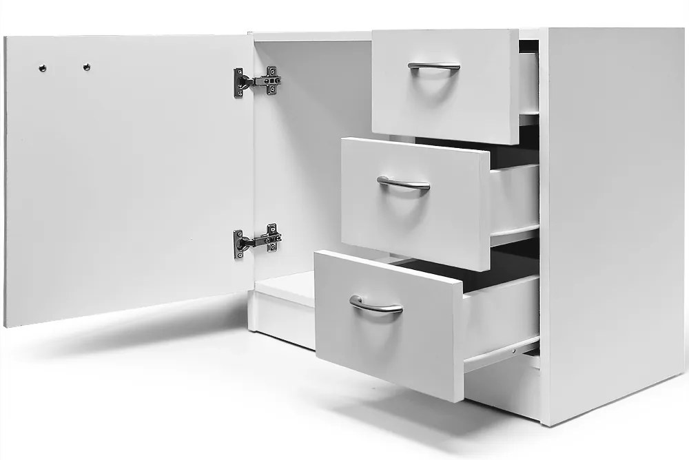 Casaria Skrinka pod umývadlo s 3 zásuvkami SILKE, 63x30x54cm, biela