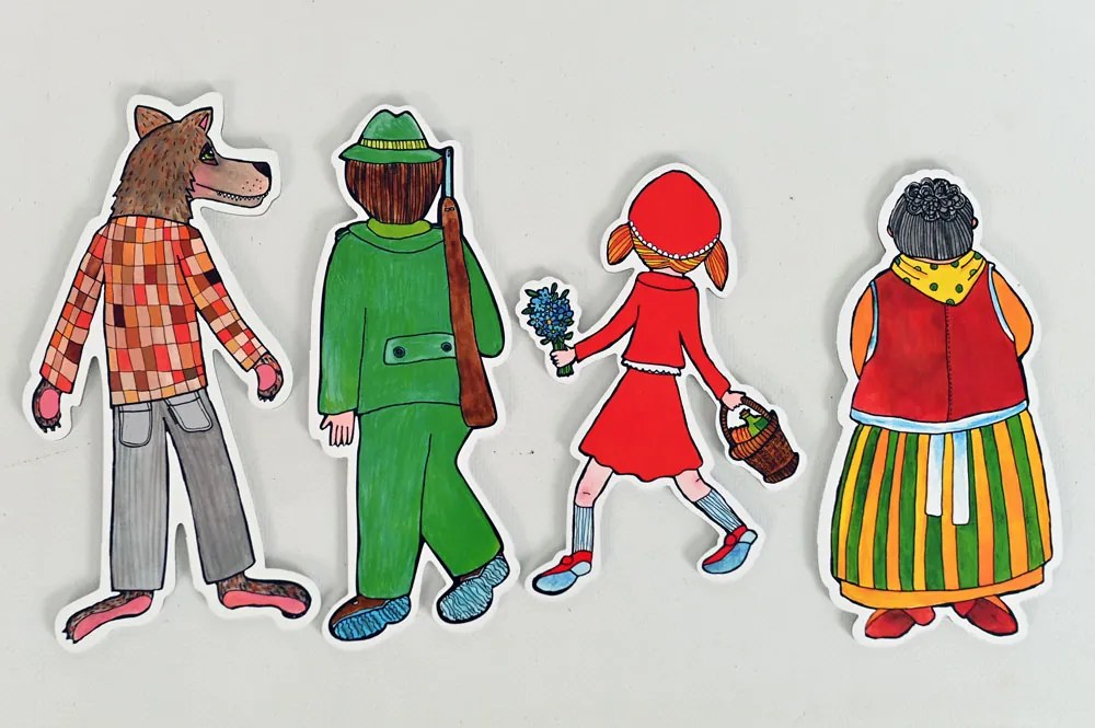 MARIONETINO Bábkové divadlo – Červená Čiapočka a Janko a Marienka (kompletný set, 9 bábok)