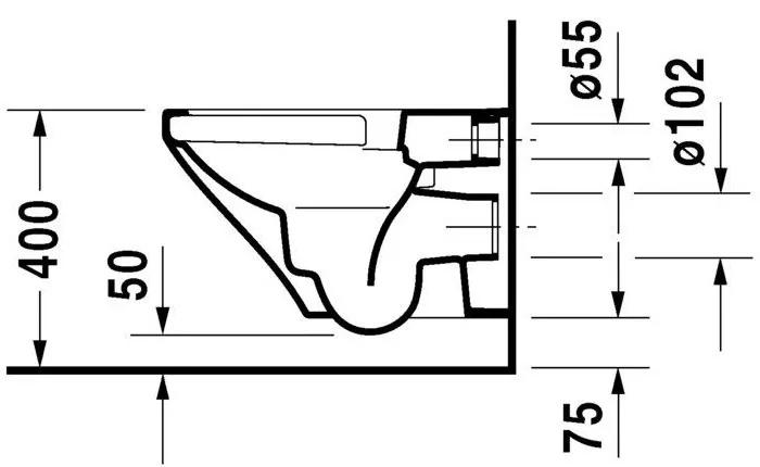 DURAVIT DuraStyle závesné WC Rimless s hlbokým splachovaním, 370 mm x 540 mm, s povrchom WonderGliss, 25380900001