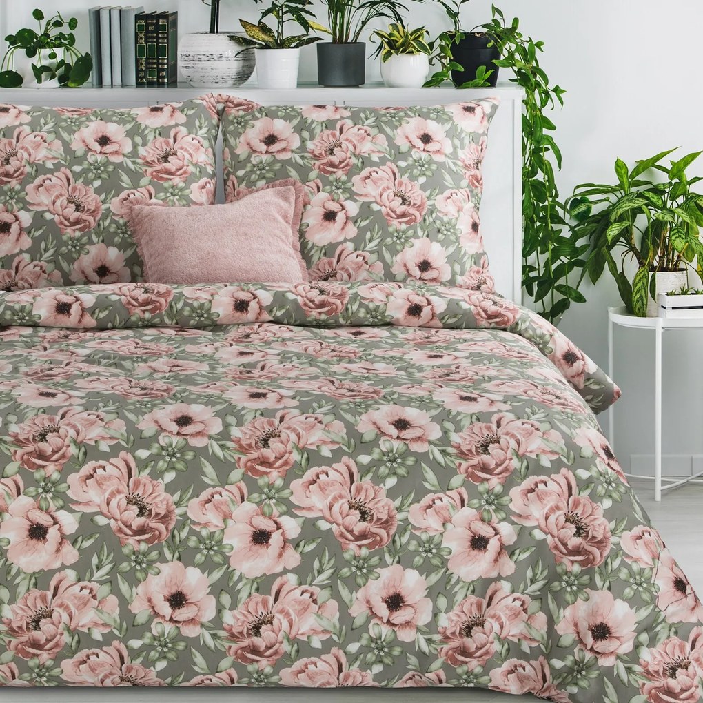 SATÉNOVÉ OBLIEČKY SPRING53 200X220 CM, 2 KS 70X80 CM KVETY