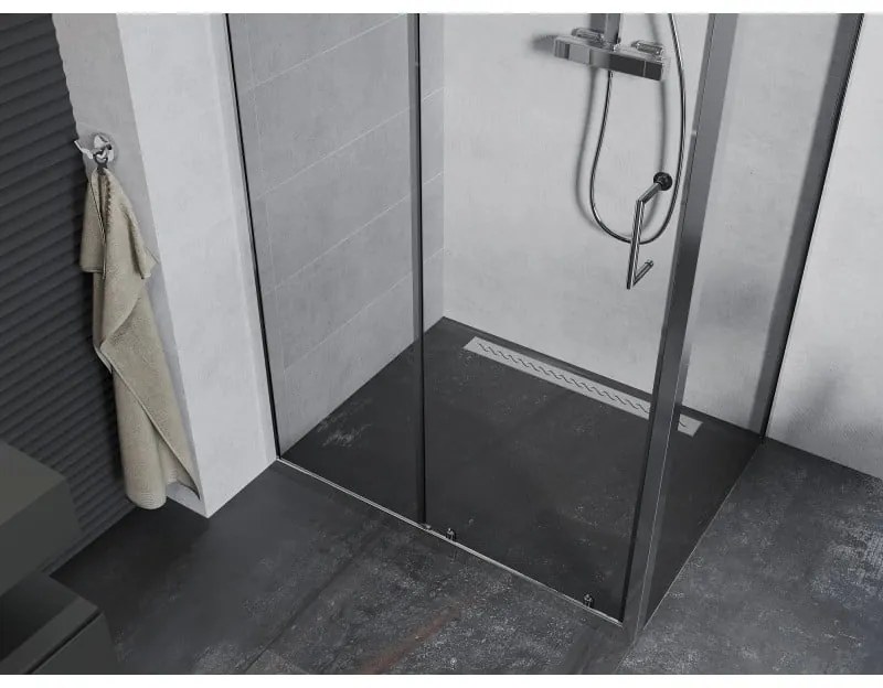 Mexen Apia, sprchový kút s posuvnými dverami 95 (dvere) x 80 (stena) cm, 6mm číre sklo, chrómový profil, 840-095-080-01-00