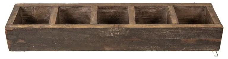 Hnedý antik drevený dekoratívny box s 5timi priehradkami Silen - 54*12*7 cm