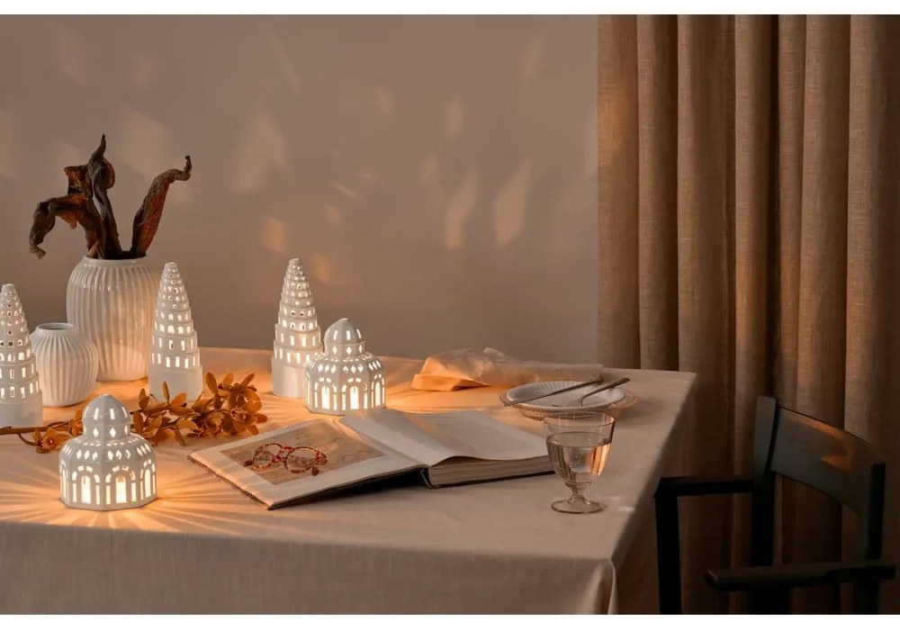 Biely keramický vianočný svietnik Kähler Design Lighthouse, ø 9 cm