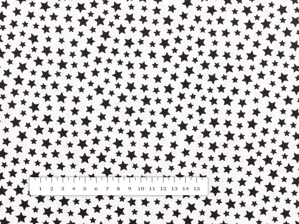 Biante Detský bavlnený záves Sandra SA-310 Čierne hviezdičky na bielom 150x150 cm
