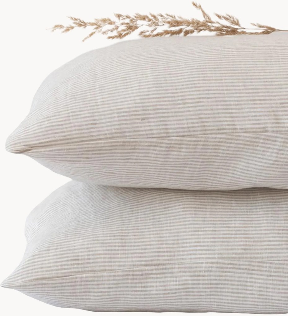Ľanová obliečka na vankúš Natural Stripes