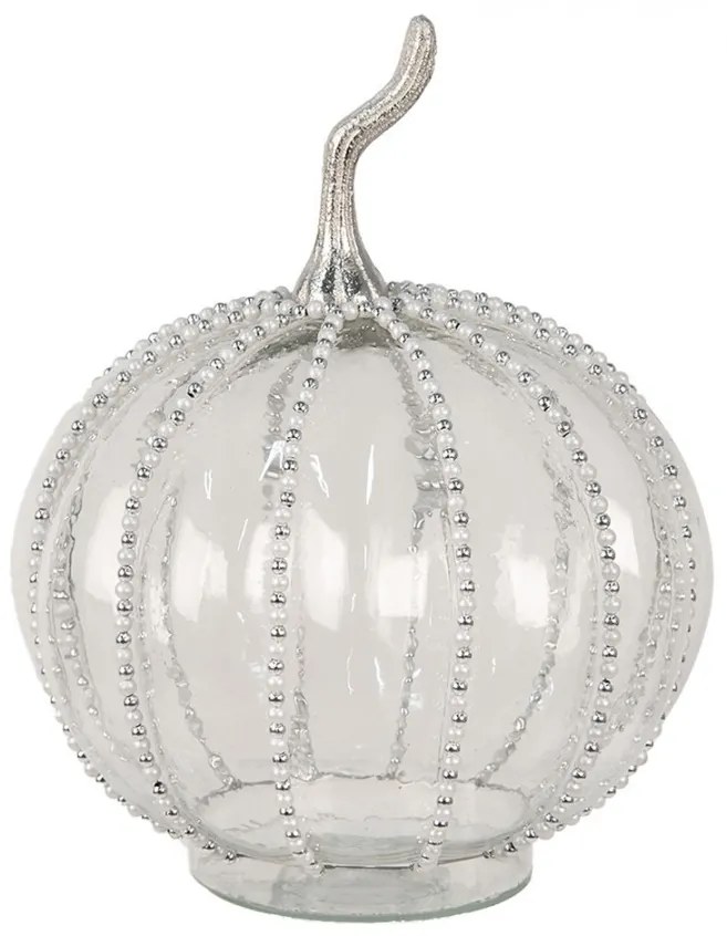 Transparentná sklenená tekvica Pumpkin s korálkami M - Ø 15*19 cm