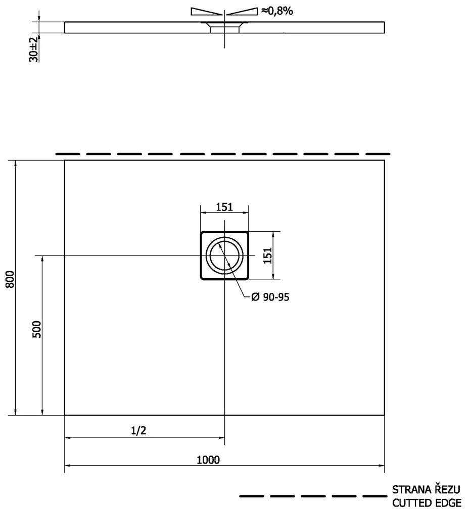 Polysan Polysan, FLEXIA sprchová vanička z liateho mramoru s možnosťou úpravy rozmeru 100x80cm, 72926