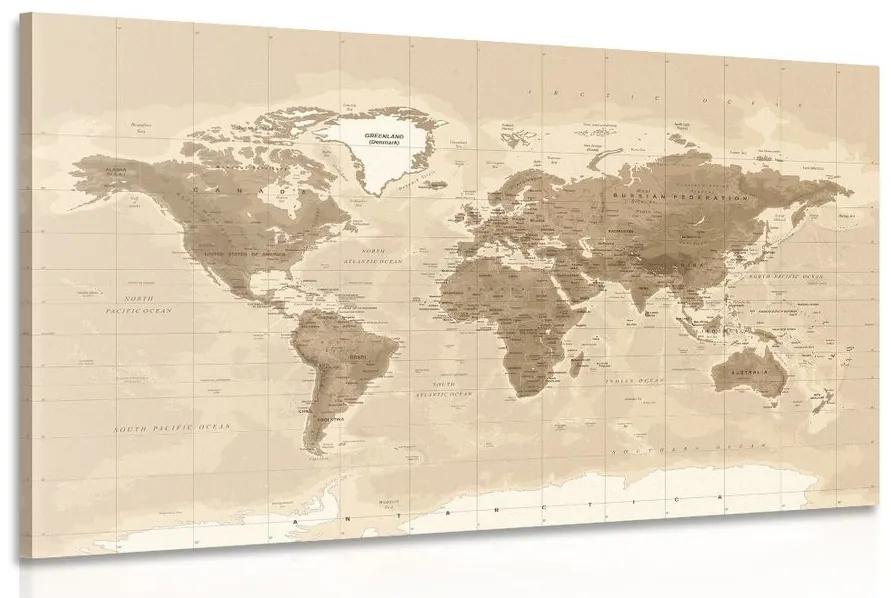 Obraz nádherná vintage mapa sveta - 120x80