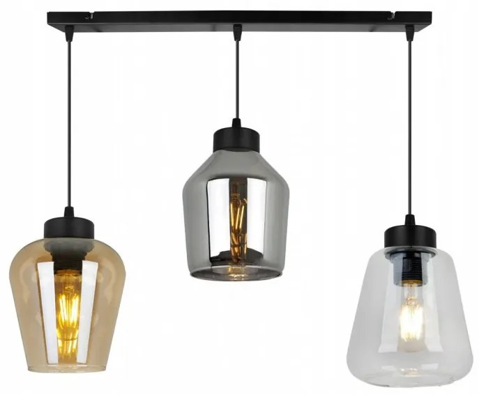 Závesná lampa RIJEKA na sklenených tienidlách Mix