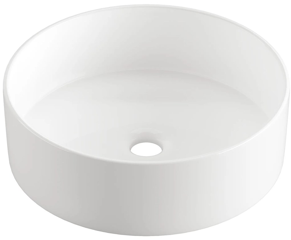Invena Limnos, okrúhle umývadlo na dosku 36x36x13 cm, biela, INV-CE-59-001-W