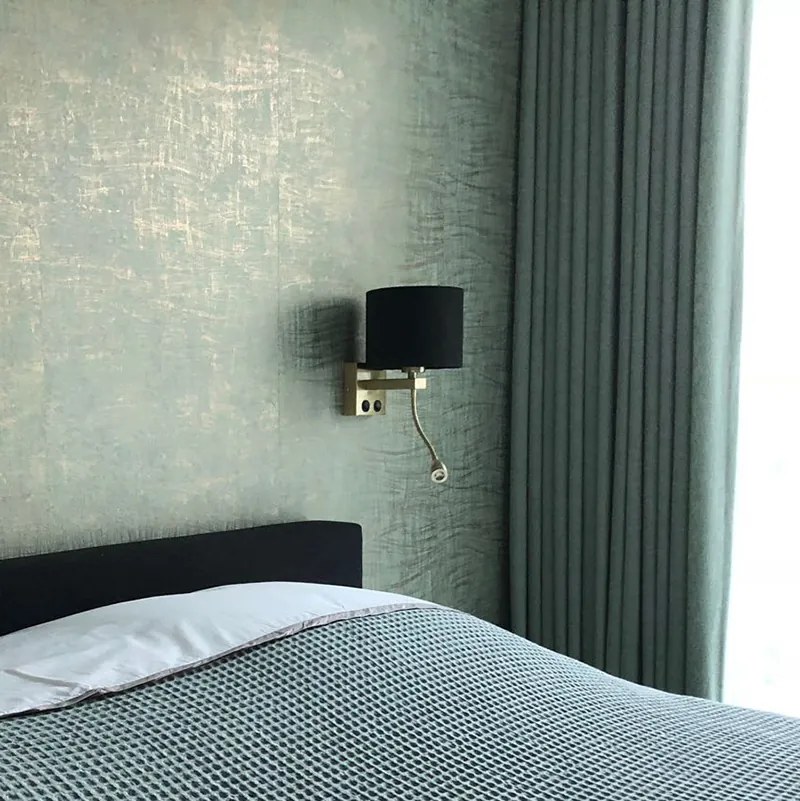 Moderná nástenná lampa mosadz s tienidlom čierny zamat - Brescia