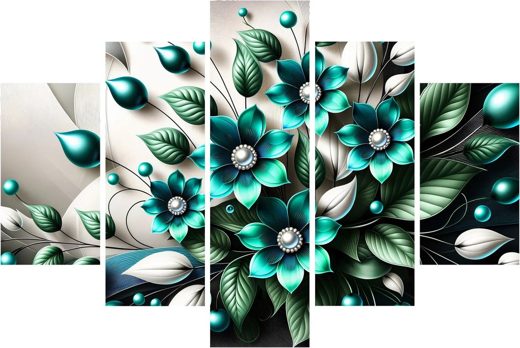 Obraz - 3D tyrkysové kvety (150x105 cm)