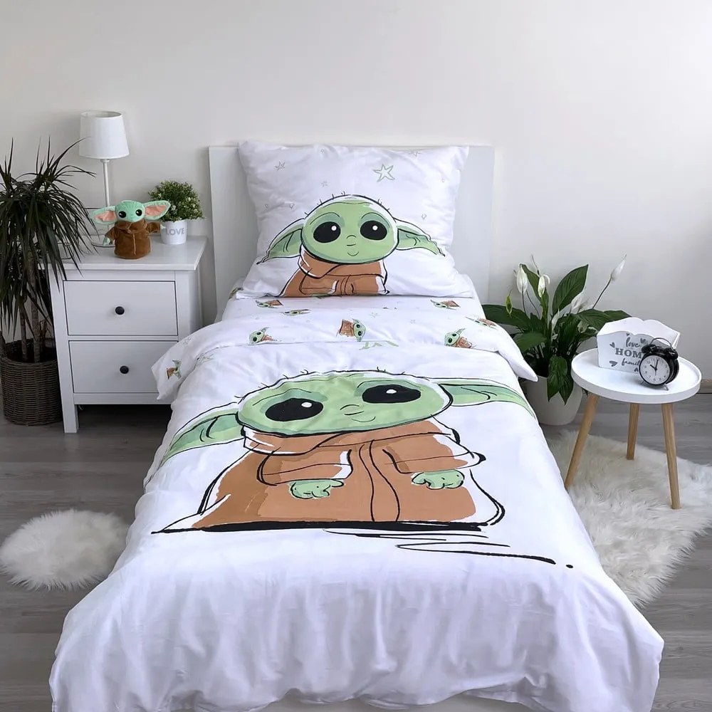 Bavlnené detské obliečky na jednolôžko 140x200 cm Star Wars Baby Yoda - Jerry Fabrics