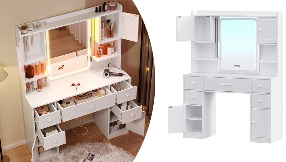 California toaletný stolík, biely