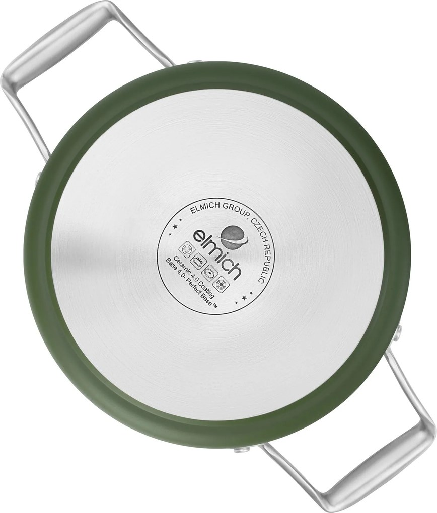 Elmich Nepriľnavý keramický hrniec Vital Ø 20 cm (2.5L) - olivovozelená (OUTLET)