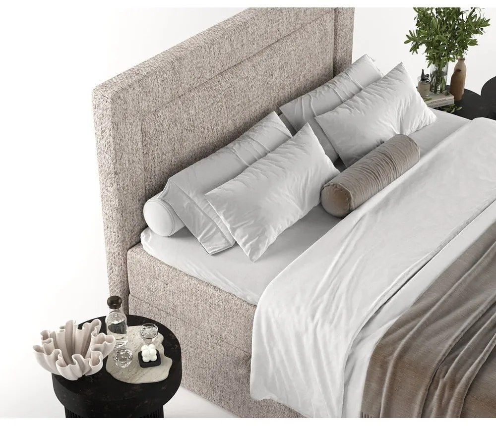 Svetlohnedá boxspring posteľ s úložným priestorom 180x200 cm Imagine – Maison de Rêve